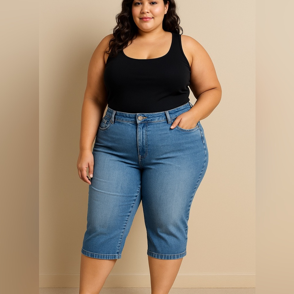 Riders by Lee Blue Cropped Jean Capris